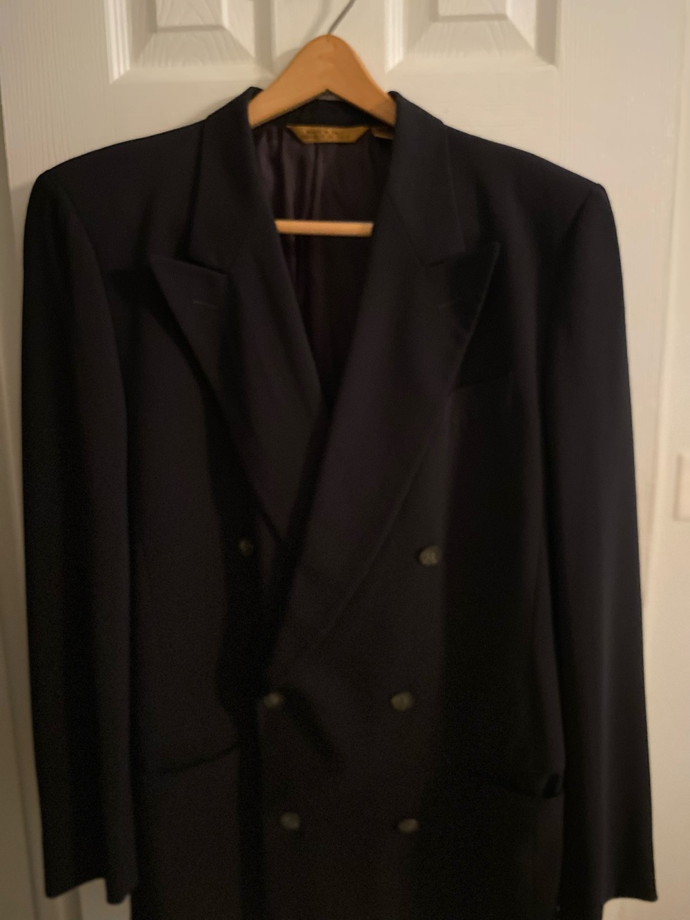 Donna Karan Classic Men's Double-Breasted Black Blazer